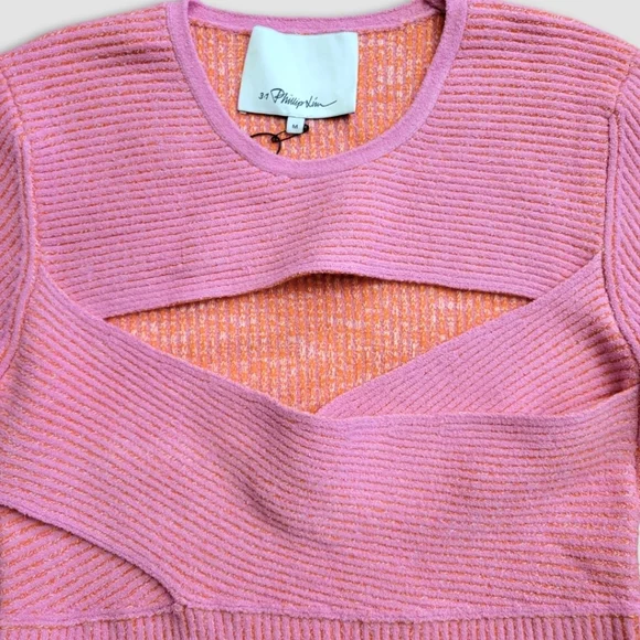 3.1 PHILLIP LIM Double Face Crossbody Sweater Top Pink - Picture 6 of 14